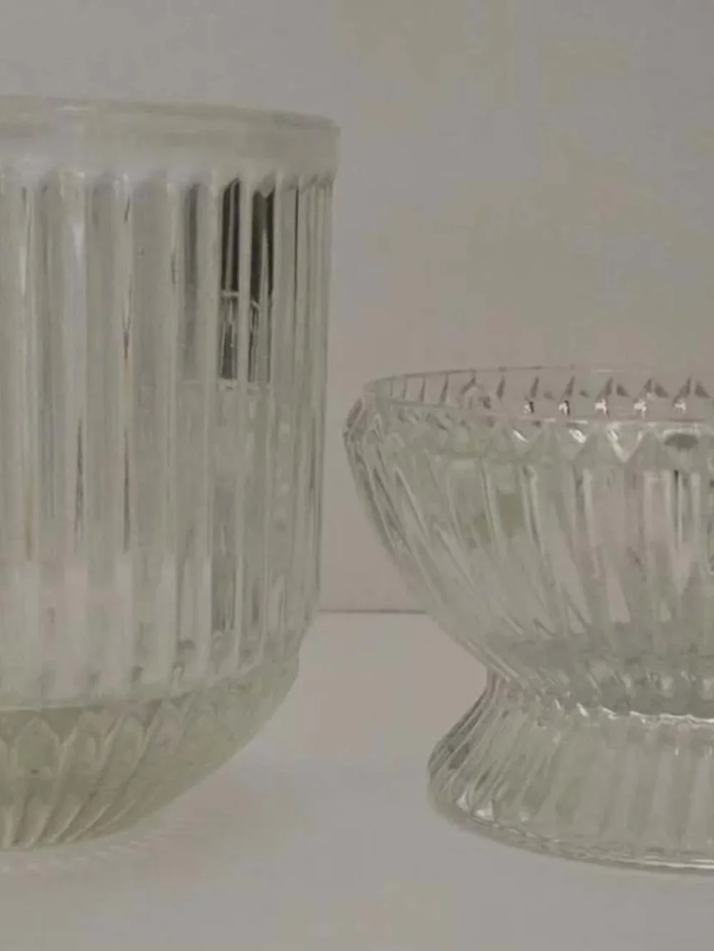 Homco Glass Ribbed Fairy Lamp